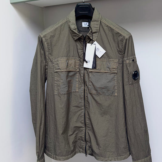 CP Company Green Taylon L Nylon Full Zip Lens Overshirt - Large ptp21.5”