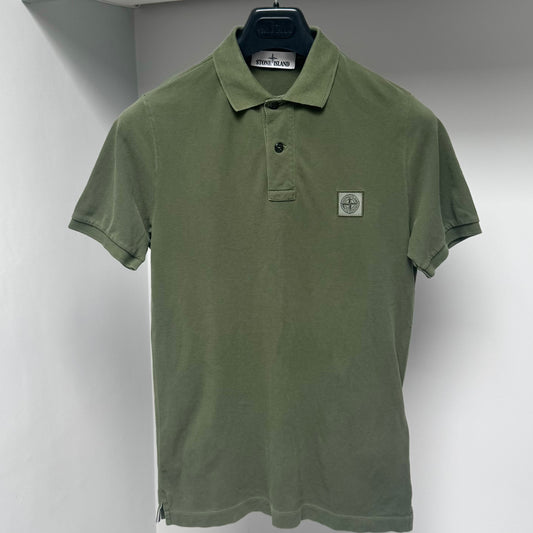 Stone Island Green Organic Cotton Pique Short Sleeve Polo Shirt - Small