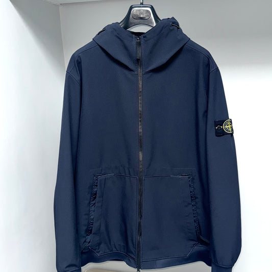 Stone Island Navy Blue Soft Shell-R e.dye Technology Full Zip Jacket - 3XL ptp26.5”