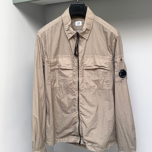CP Company Beige Taylon L Nylon Full Zip Lens Overshirt - Large ptp22”