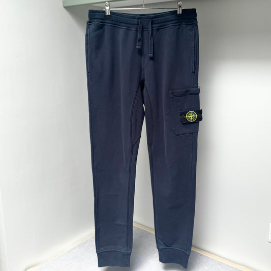 Stone Island Navy Blue Organic Cotton Fleece Joggers - Medium 32W