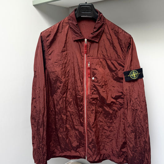 Stone Island Orange Nylon Metal In Econyl Full Zip Overshirt - XL