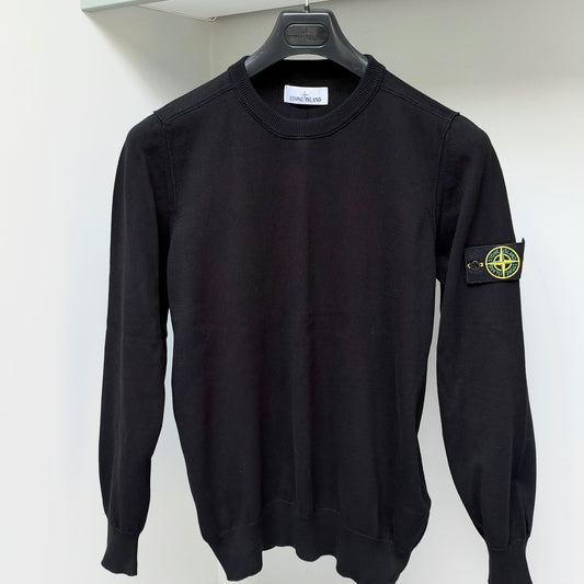 Stone Island Black Knitted Cotton Pullover Sweatshirt - Medium