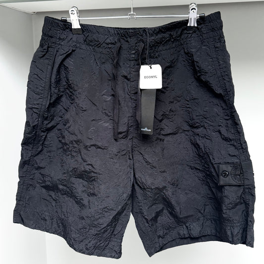 Stone Island Black Shadow Project Nylon Metal Econyl Waffle Swim Shorts - Small 30W