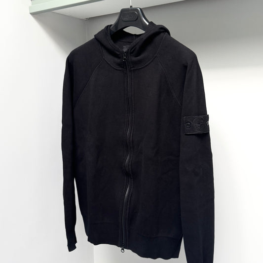 Stone Island Knitted Ghost Cotton Full Zip Badge Hoodie - Medium ptp21.5”