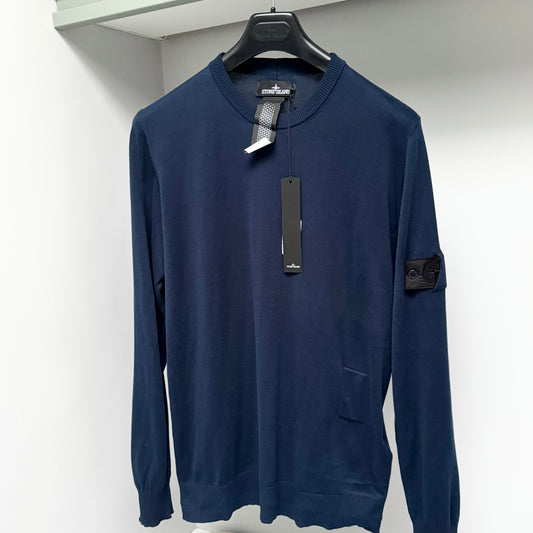 Stone Island Marine Blue Shadow Project Knitted Fine Gauge Pullover Jumper - Large ptp22”