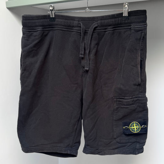 Stone Island Black Organic Cotton Fleece Shorts - XL 36W
