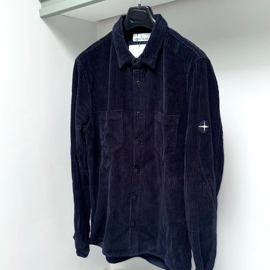 Stone Island Corduroy Embroidered Compass Button Up Overshirt - Large ptp22”