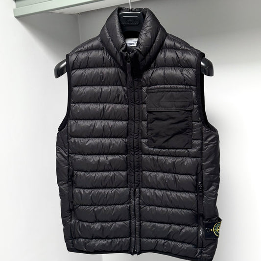 Stone Island Garment Dyed Micro Yarn Down Full Zip Badge Gilet - Small ptp19.5”