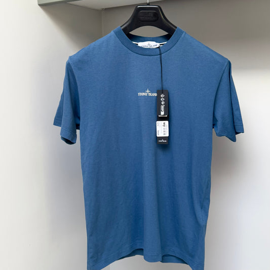 Stone Island Avio Blue Graphic Print Logo T shirt - Small
