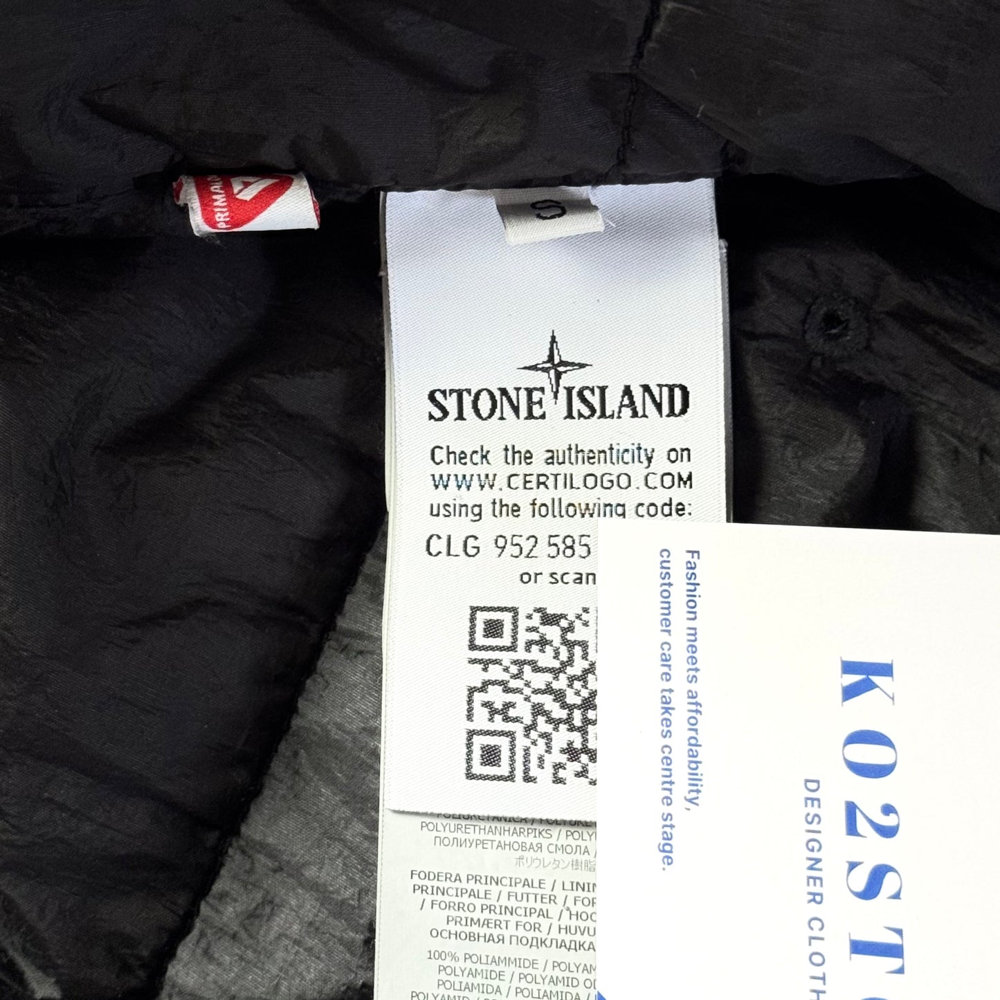 Stone Island Garment Dyed Crinkle Reps NY With Primaloft-TC Full Zip Badge Jacket - Small ptp21”
