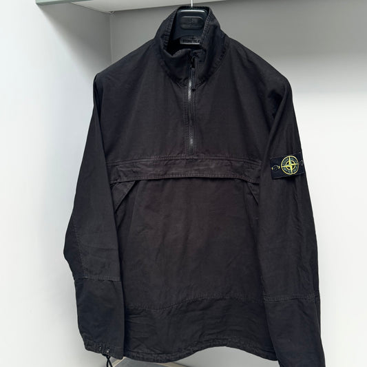 Stone Island Black Cotton Ripstop Half Zip Pullover Smock Overshirt - XL ptp26”