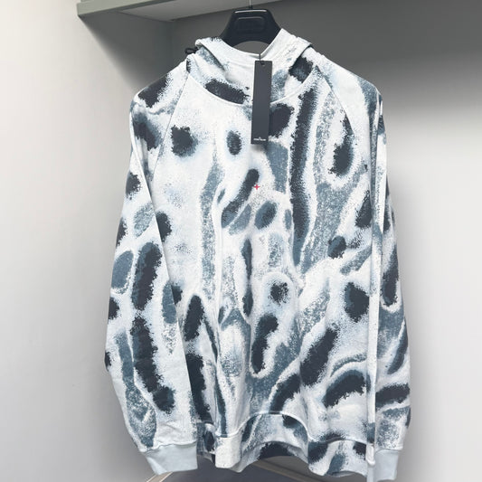 Stone Island Marina Blue Reef Camo Popover Hoodie - XXL
