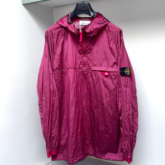 Stone Island Magenta Pink Nylon Metal Econyl Regenerated Nylon Quarter Zip Smock Overshirt - XXL ptp26”