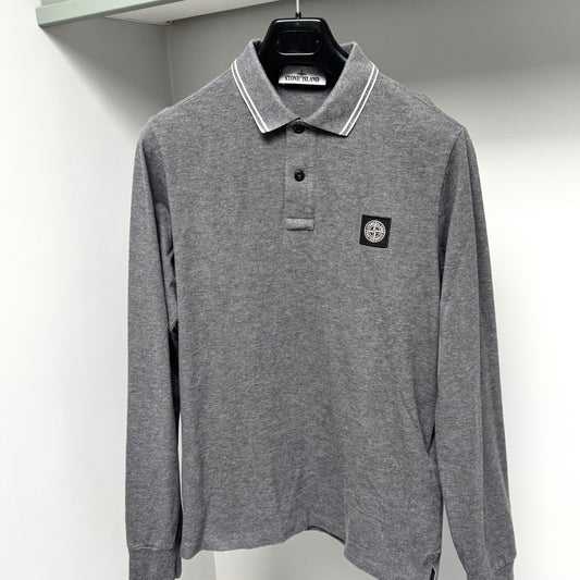 Stone Island Compass Patch Long Sleeve Polo - Medium ptp19.5”
