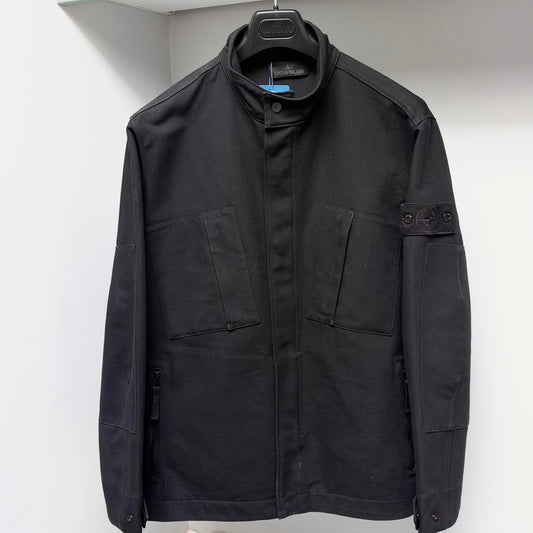Stone Island Black Gabardine Doppio Ghost Piece Full Zip Jacket - Medium