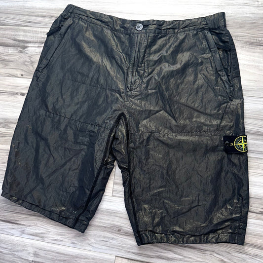 Stone Island Cotton Metal Reflective Badge Shorts