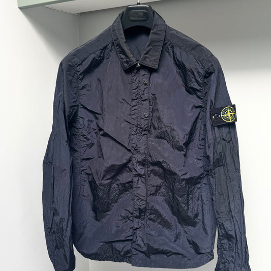Stone Island Navy Blue Nylon Metal Full Zip Overshirt - Medium ptp20.5”