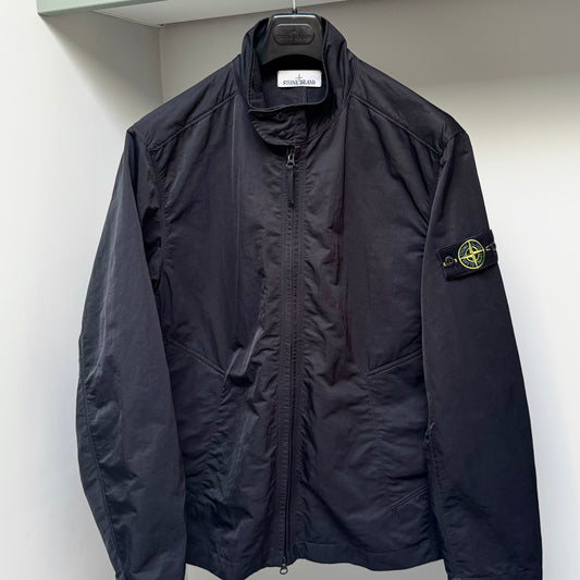 Stone Island Black Hyper Dense Nylon Raso Full Zip Jacket - Large ptp22.5”