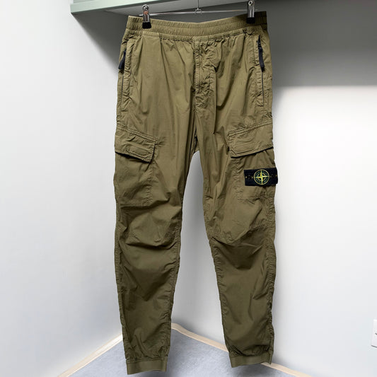 Stone Island Green Stretch Cotton Cargo Trousers - 29W