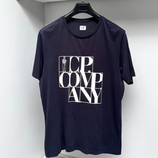 CP Company Navy Blue Graphic Print Logo T shirt - XL ptp22.5”