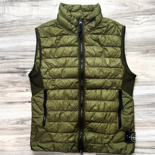 Stone Island Garment Dyed Micro Yarn Down Full Zip Badge Gilet - Medium ptp19.5”