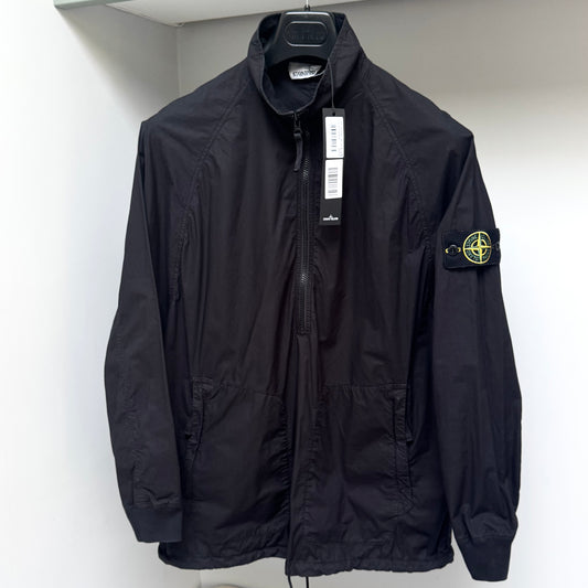 Stone Island Black Lightweight Cotton Half Zip Pullover Smock Overshirt - Small ptp23.5”
