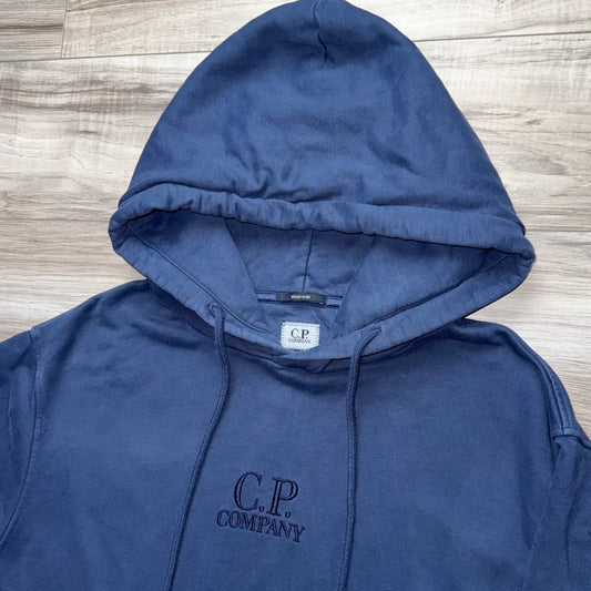 CP Company Diagonal Fleece Embroidered Logo Pullover Hoodie - Medium ptp23”