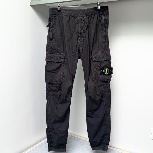 Stone Island Charcoal Grey Stretch Cotton Cargo Trousers - 32W 30L Regular Tapered Fit