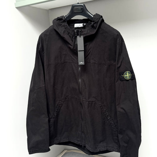 Stone Island Hooded Supima Cotton Twill Stretch-TC Full Zip Badge Overshirt - 3XL ptp26.5”
