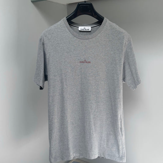 Stone Island Grey Graphic Print Logo T shirt - Medium ptp19.5”