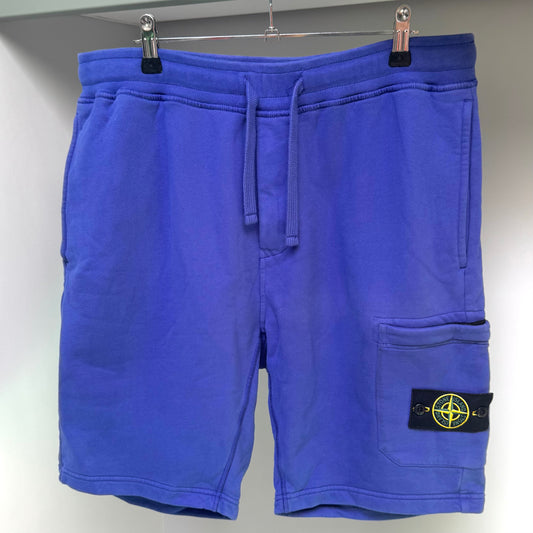 Stone Island Periwinkle Blue Organic Cotton Fleece Shorts - XL 36W
