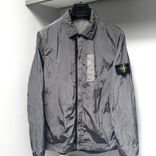Stone Island Grey Nylon Metal Full Zip Overshirt - Large