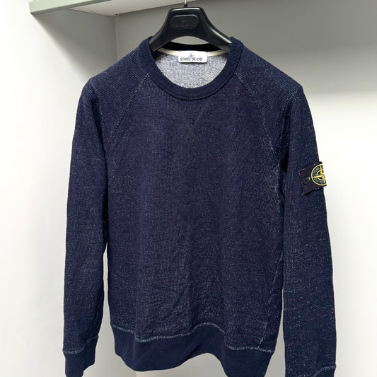 Stone Island Melange Speckled Wool Blend Pullover Badge Sweatshirt - Medium ptp20.5”