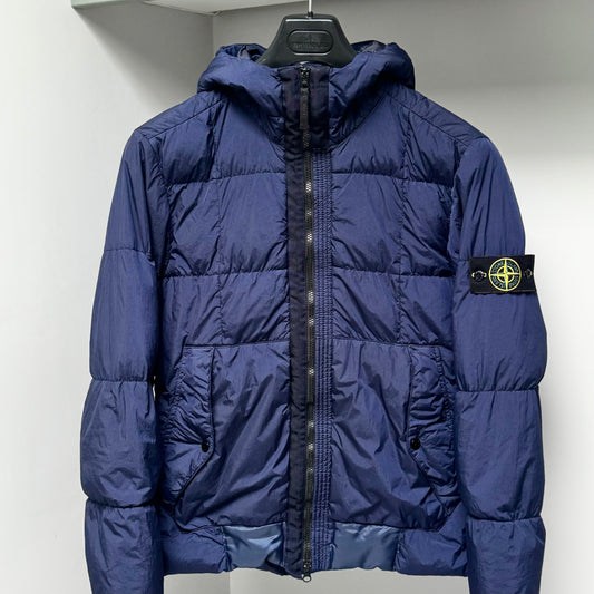 Stone Island Blue Garment Dyed Crinkle Reps NY Down Full Zip Jacket - Medium