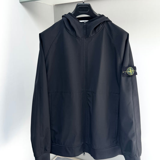 Stone Island Black Light Soft Shell-R e.dye Technology In Recycled Polyester Full Zip Jacket - XXL