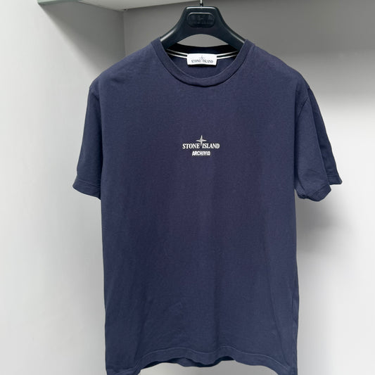 Stone Island Marine Blue Archivio ‘Maglia Del Presidente’ Organic Cotton T shirt - Medium ptp20.5”
