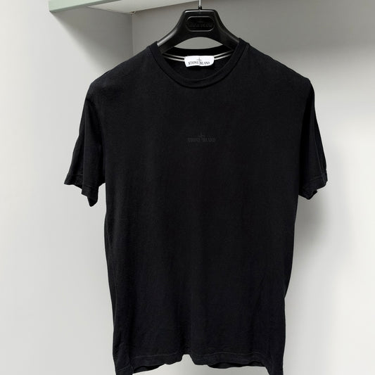 Stone Island Black Reflective Print Logo T shirt - Small