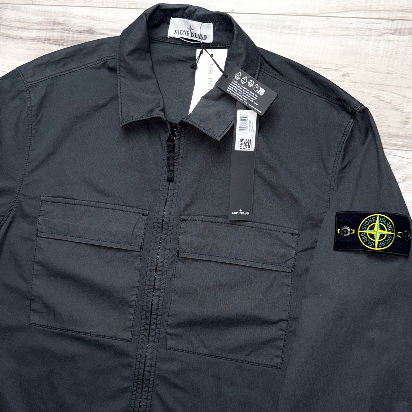 Stone Island Full Zip Badge Overshirt - Large ptp22.5”
