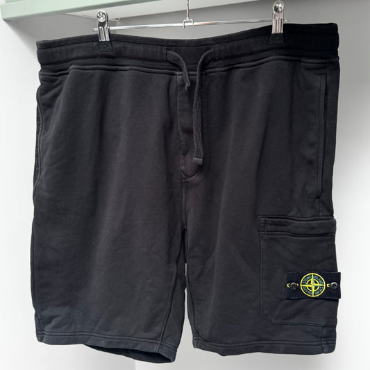Stone Island Black Organic Cotton Fleece Shorts - XXL 38W