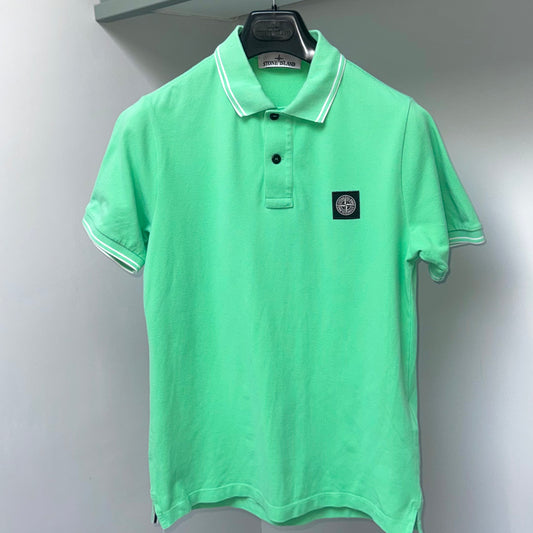 Stone Island Green Organic Cotton Pique Short Sleeve Polo Shirt - Small ptp19”