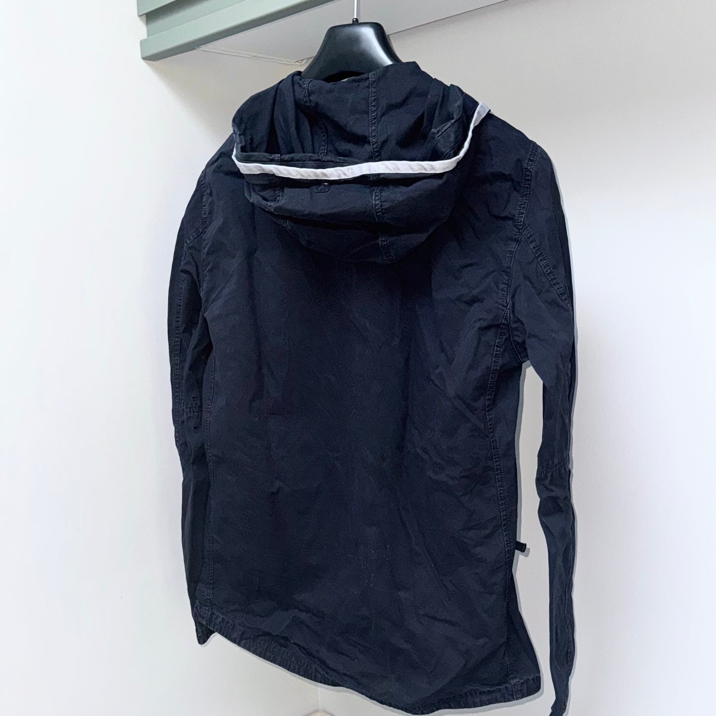 Stone Island Hooded Brushed Cotton Full Zip Badge Overshirt - Large ptp22”