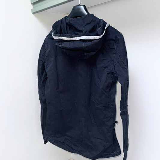 Stone Island Hooded Brushed Cotton Full Zip Badge Overshirt - Large ptp22”
