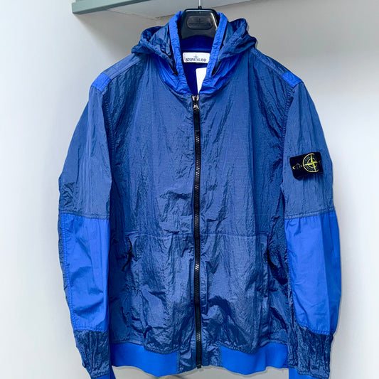 Stone Island Blue Nylon Metal Watro Ripstop Full Zip Jacket - XL ptp23.5”