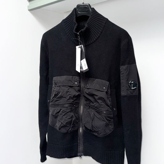 CP Company Lambswool Mixed Utility Full Zip Knitted Jumper - XXL ptp23.5”