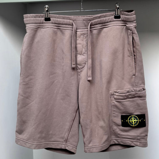 Stone Island Dove Grey Organic Cotton Fleece Shorts - XL 36W