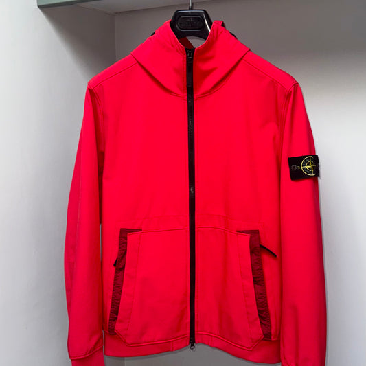Stone Island Red Soft Shell-R e.dye Technology Full Zip Jacket - Large ptp22”