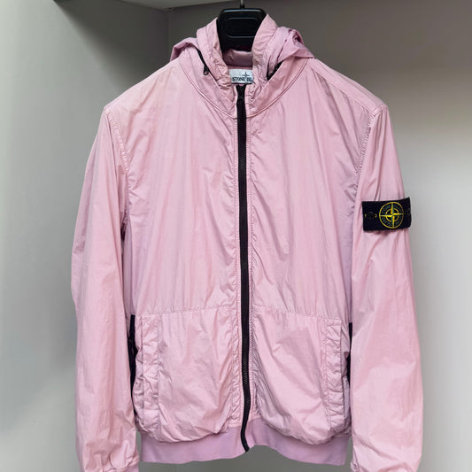 Stone Island Pink Garment Dyed Crinkle Reps NY Full Zip Jacket - Medium ptp21”
