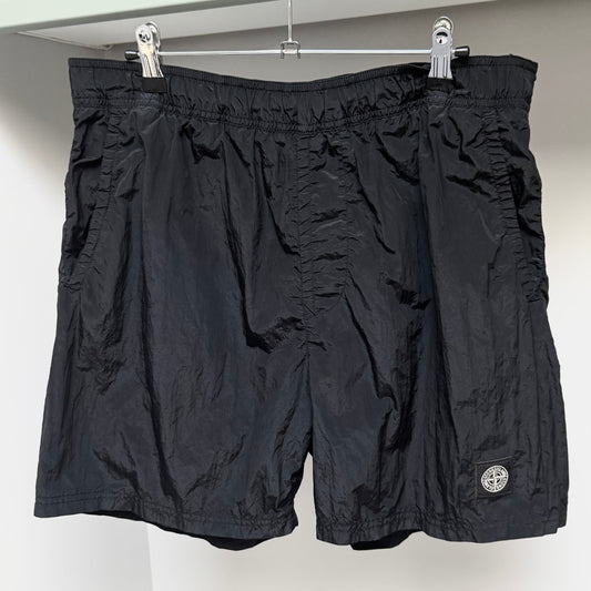 Stone Island Black Nylon Metal Patch Swim Shorts - Large 34W