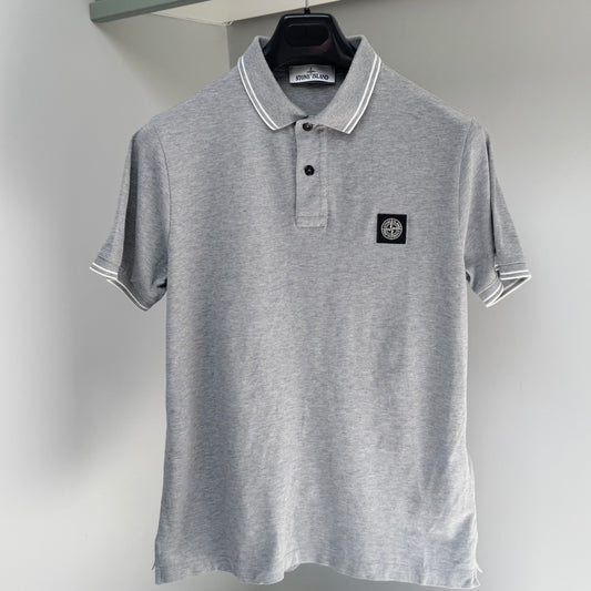 Stone Island Grey Organic Cotton Pique Short Sleeve Polo Shirt - Large ptp21”